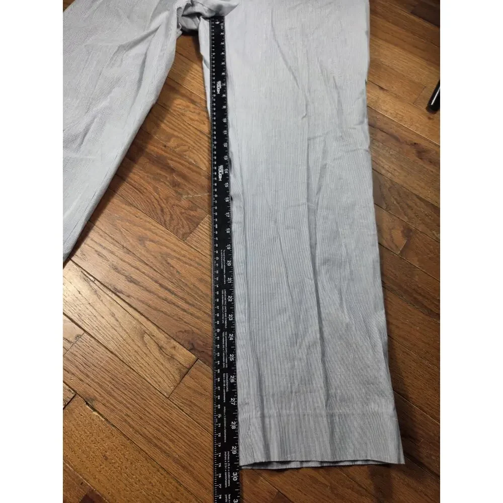 Alan Flusser Mens Pants 34x30 Blue Gray Stripe Cotton Stretch Dress Chino